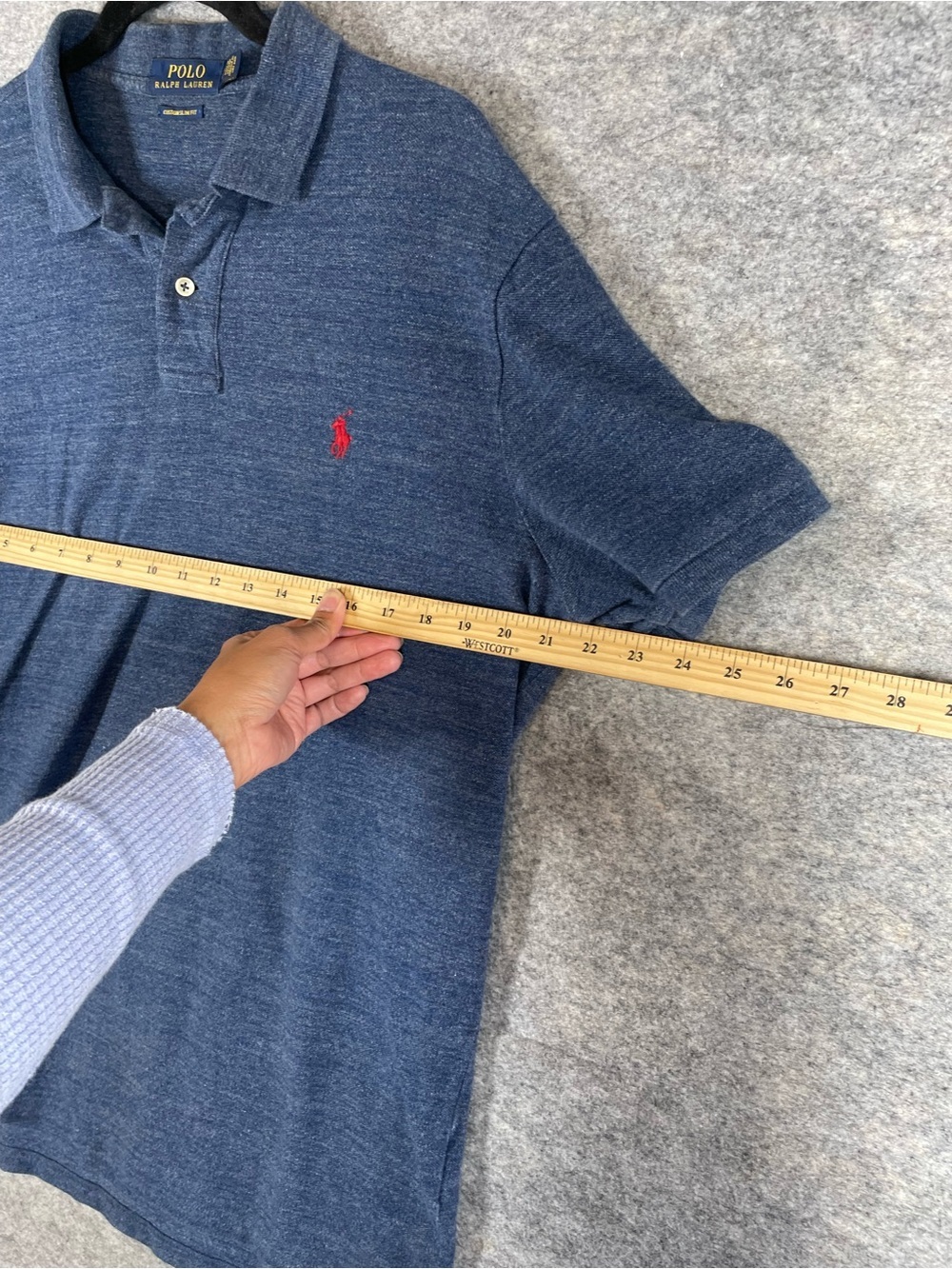 Polo Ralph Lauren Custom Slim Fit Polo Shirt Blue XL Classic Casual Golf - Picture 10 of 16